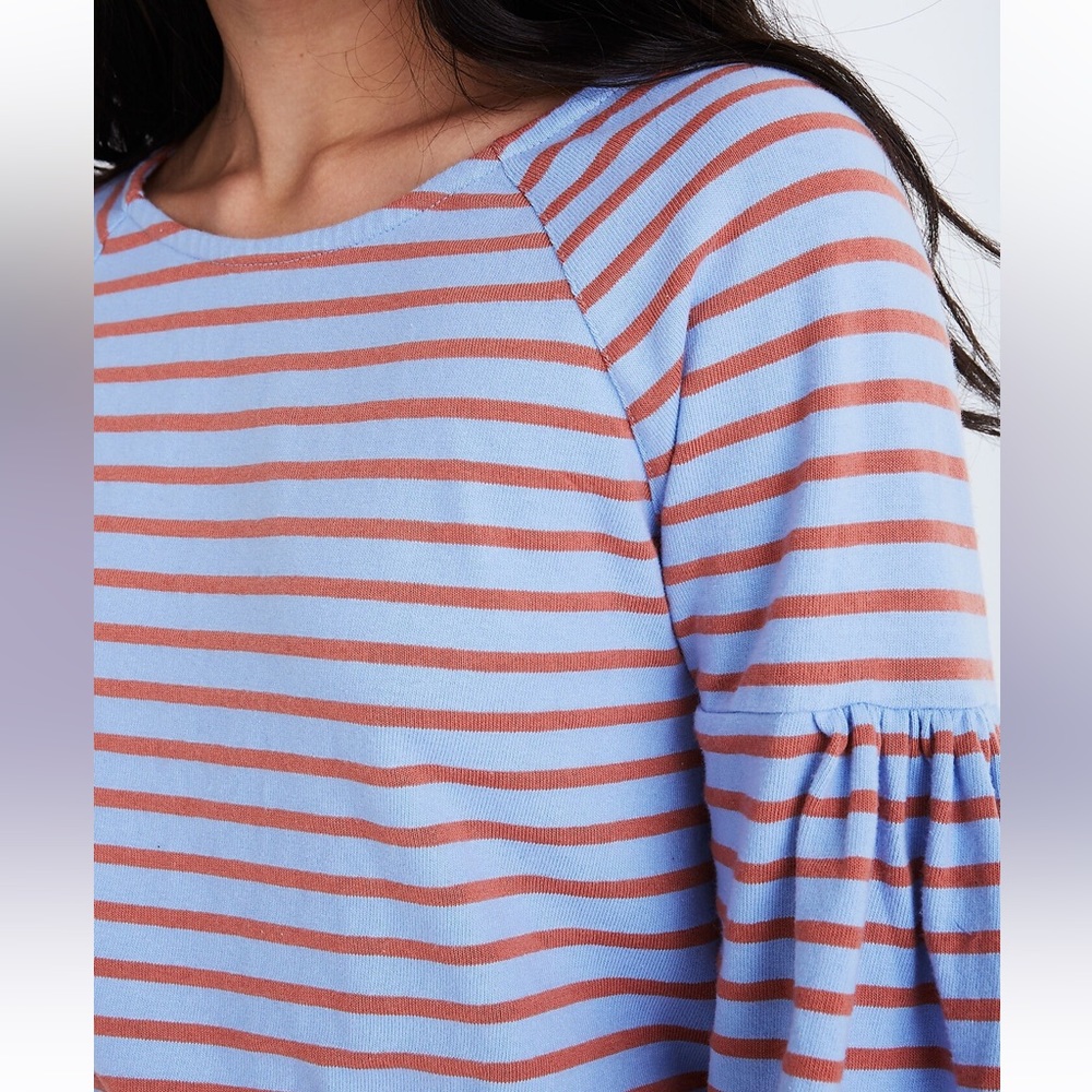 Madewell Shirred-sleeve Stripe Sailor Top - (size xxs) - Picture 10 of 10
